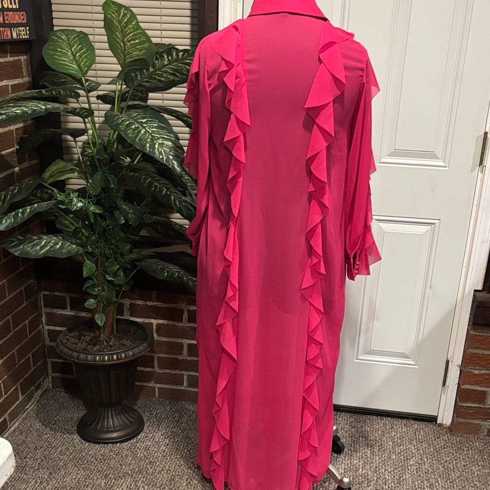 Eloquii Sheer Pink Ruffled Dress - Picture 3 of 8